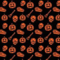 Seamless Halloween Characters Pattern with Orange Color Palette for Merchandise Tshirts Web and Print Design vector