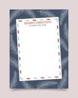 Blank greeting card with Christmas and New Year, decorated with branches, spruce. Template. Illustration vector