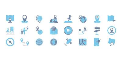 Map icons set. Set of editable stroke icons.Set of Map vector