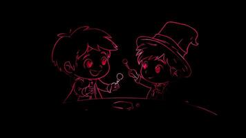 Neon frame effect,Adorable Circus Magic Show on black background video