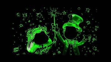 Neon frame effect,Adorable Circus Magic Show on black background video