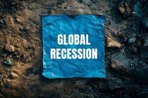 Global recession concept on paper photo