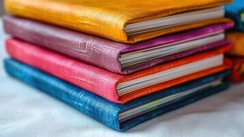 A stack of colorful books ready to be opened and read photo