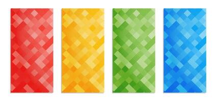 Geometric background set with halftone effect. vector