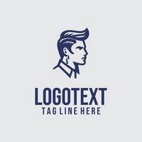 A man with a tie and a mustache logo design vector