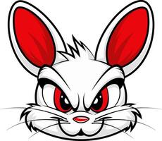 A cartoon rabbit head with red eyes vector