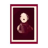 Art painting in frame in flat design. Drawing picture with abstract portrait. illustration isolated. vector