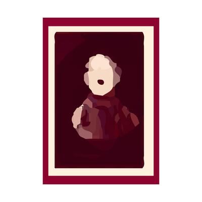 Art painting in frame in flat design. Drawing picture with abstract portrait. illustration isolated.