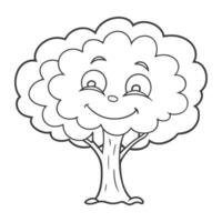 cute tree design outline for kids coloring pages vector
