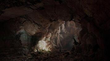 A cavernous space filled with rocks and earth video