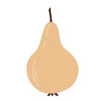 Minimalist illustration of a light yellow pear with a brown stem, ideal for food-related projects, fall-themed designs, or fruit illustrations, for kitchen or eco-friendly product branding vector