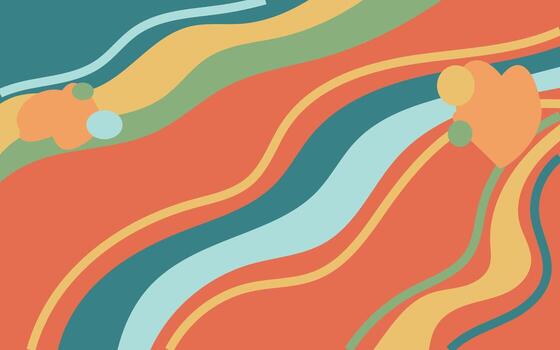 A colorful abstract background with waves and a heart vector