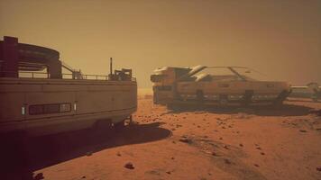 Base and spaceship on Planet Mars video