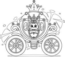 Coloring page. Princess Kitty in the Royal Carriage vector