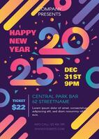 Happy 2025 New Year Modern Colorful Invitational Poster with Gradient Elements with text vector