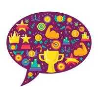 Speech Bubble Shape Banner with Sport Elements vector