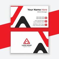 Modern Business Card Design Template with Red and Black. vector