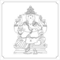 Indian Goddess GANAPATI Isolated Outline Illustration vector