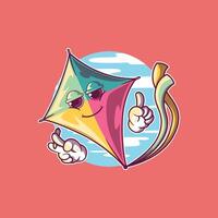 A Kite Character is flying high in the sky. vector