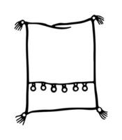 Rectangular decorative cushion. Doodle home bedroom pillow. Interior comfortable element. Throw pillow sketch isolated on white background. Sofa toss pillow sketch. Throw pillow illustration. vector