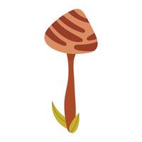 Hand draw autumn mushroom with strips isolated on white background.Single illustration in doodle flat style. Clipart cozy illustrations for print, wrapping, packaging.Fly agaric. vector