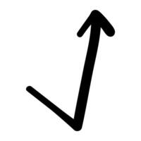 Single hand draw black and white corner arrow in doodle style isolated on white background. illustration sketch design element.Icons. vector