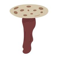 Hand draw autumn mushroom fly agaric isolated on a white background.Single illustration in doodle flat style. Clipart cozy illustrations for print, packaging.Forest food in brown color. vector