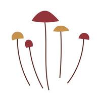 Hand draw minimalistic autumn mushrooms isolated on a white background.Single illustration in doodle flat style. Clipart cozy illustrations for print, wrapping, packaging. vector