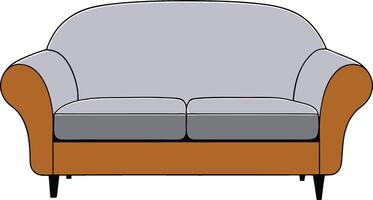An illustration of a couch with a gray and brown seat vector