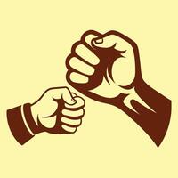 Two fists are holding each other in a fist vector