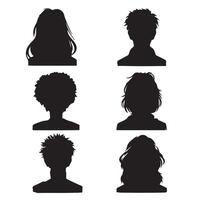 black Avatar portrait silhouettes. Woman and man faces portraits, anonymous characters avatars image with white background vector
