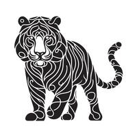 a black silhouette single line lion with white background image vector