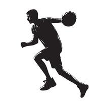 Man basketball player, people playing basketball silhouette on white background vector