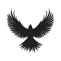 Silhouette of a bird in flight with wings spread wide on a white background vector
