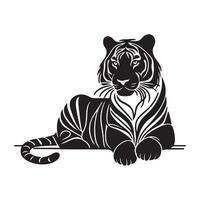 a black silhouette single line lion with white background image vector