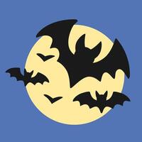 Flock of bats on the background of the moon. Element for Halloween design. vector