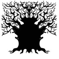 illustration of a dry tree silhouette with a white background. suitable for a halloween themed background vector