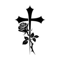a cross and rose on a white background vector