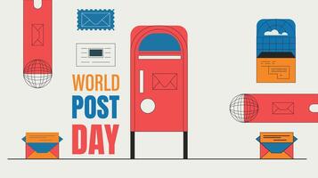 World Post Day Illustration on October 9, Featuring a Red Mailbox Accepting Mail, Letters, and Parcels vector