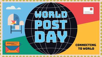 World Post Day Illustration on October 9, Featuring a Red Mailbox Accepting Mail, Letters, vector