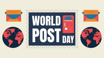 World Post Day Illustration on October 9, Featuring a Red Mailbox Accepting Mail, Letters, and Parcels in a Flat vector