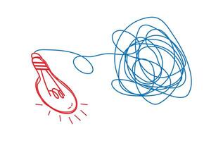 Brainstorming concept and theory light bulb and line drawing sketch of an electric bulb. vector