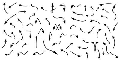 Hand drawn arrow icons editable doodle design elements. Handmade arrow sketch. vector