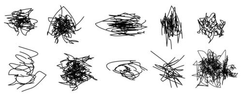 Hand drawing insane tangled scribble random chaotic lines. vector