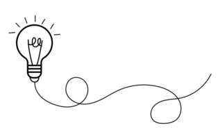 Light bulb and line drawing sketch of an electric bulb illustration. vector