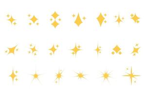 Flash sparkling star icon. Twinkle star shape flash light. Shining flare effect star icons. vector