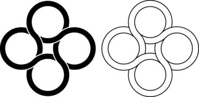 outline silhouette interlocking circle icon set vector
