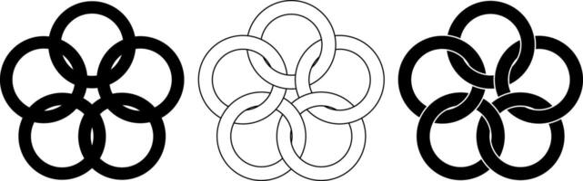 5 interlocking circle icon set vector