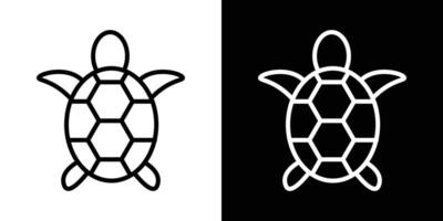 Sea turtle icon set black filled and outlined style. vector