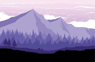 Horizontal mountain landscape with trees. Seamless mountains background. Outdoor and hiking concept vector